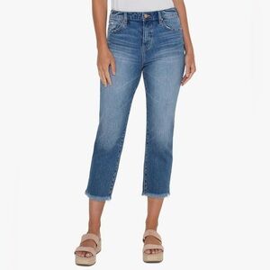Liverpool Women's Liv High-Rise Non Skinny Fray Hem Denim Jean 25" Med Wash 2/26